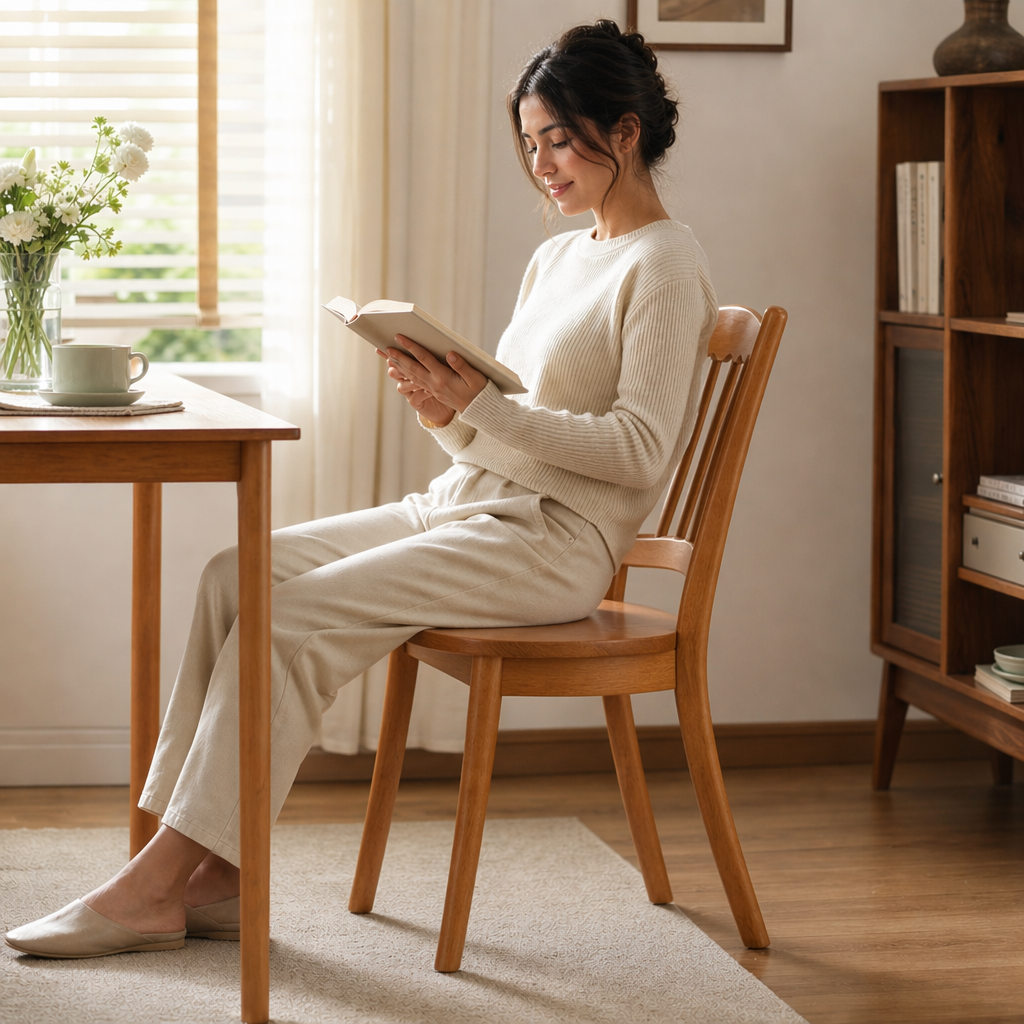 Contoured seat offers all‑day comfort