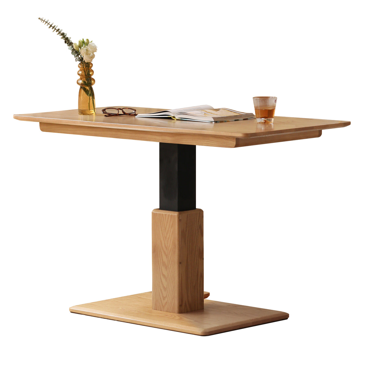 Solid Oak Pedal Lift Coffee Table Single Leg
