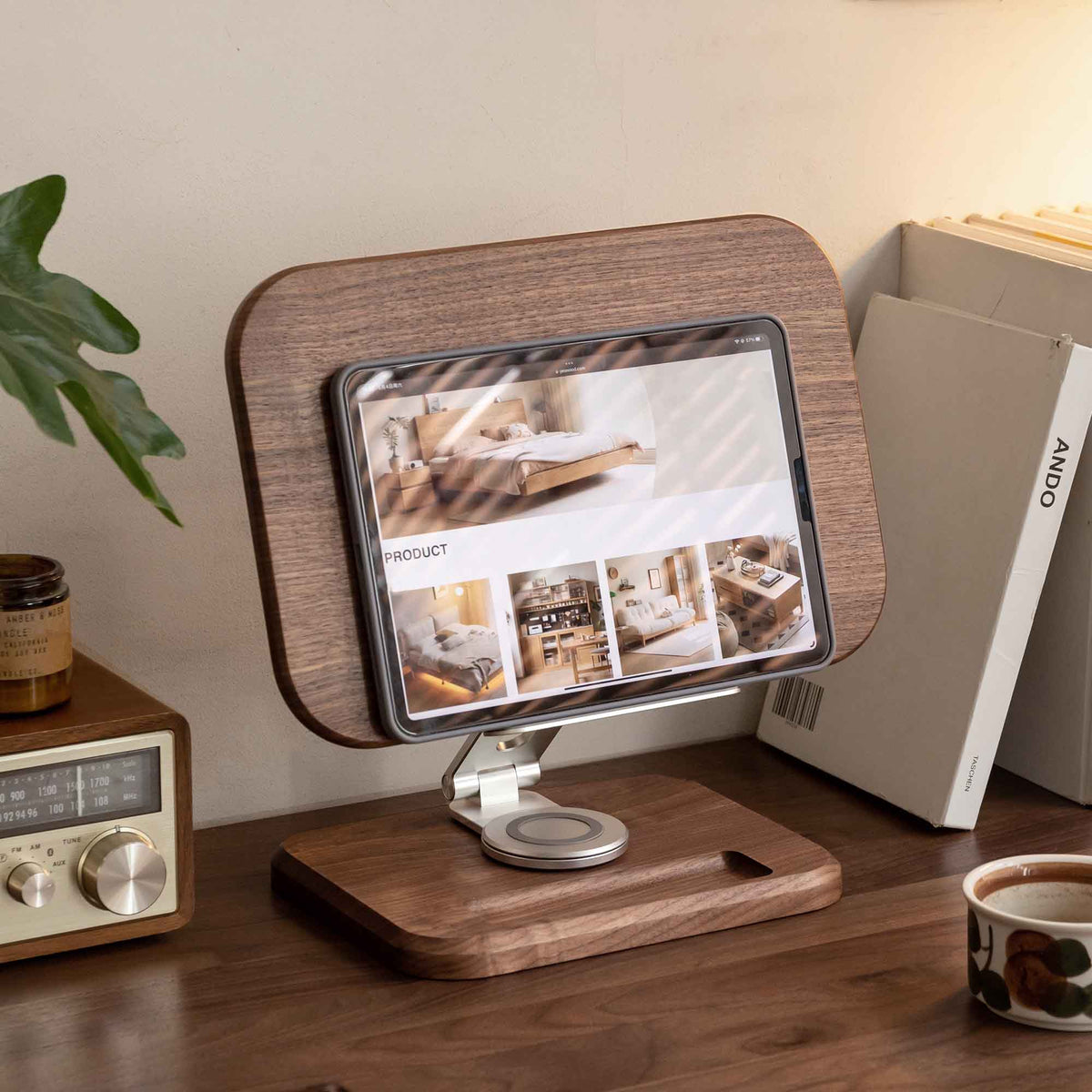 Solid Wood 360° Rotating Height Adjustable Book Stand