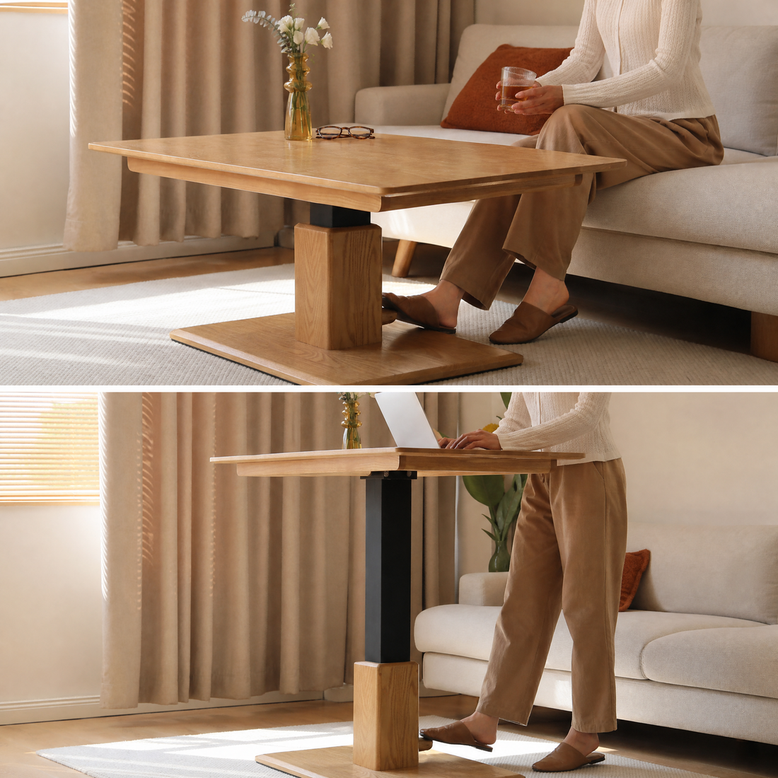 Foot pedal glides height from 18.5 to 28.3