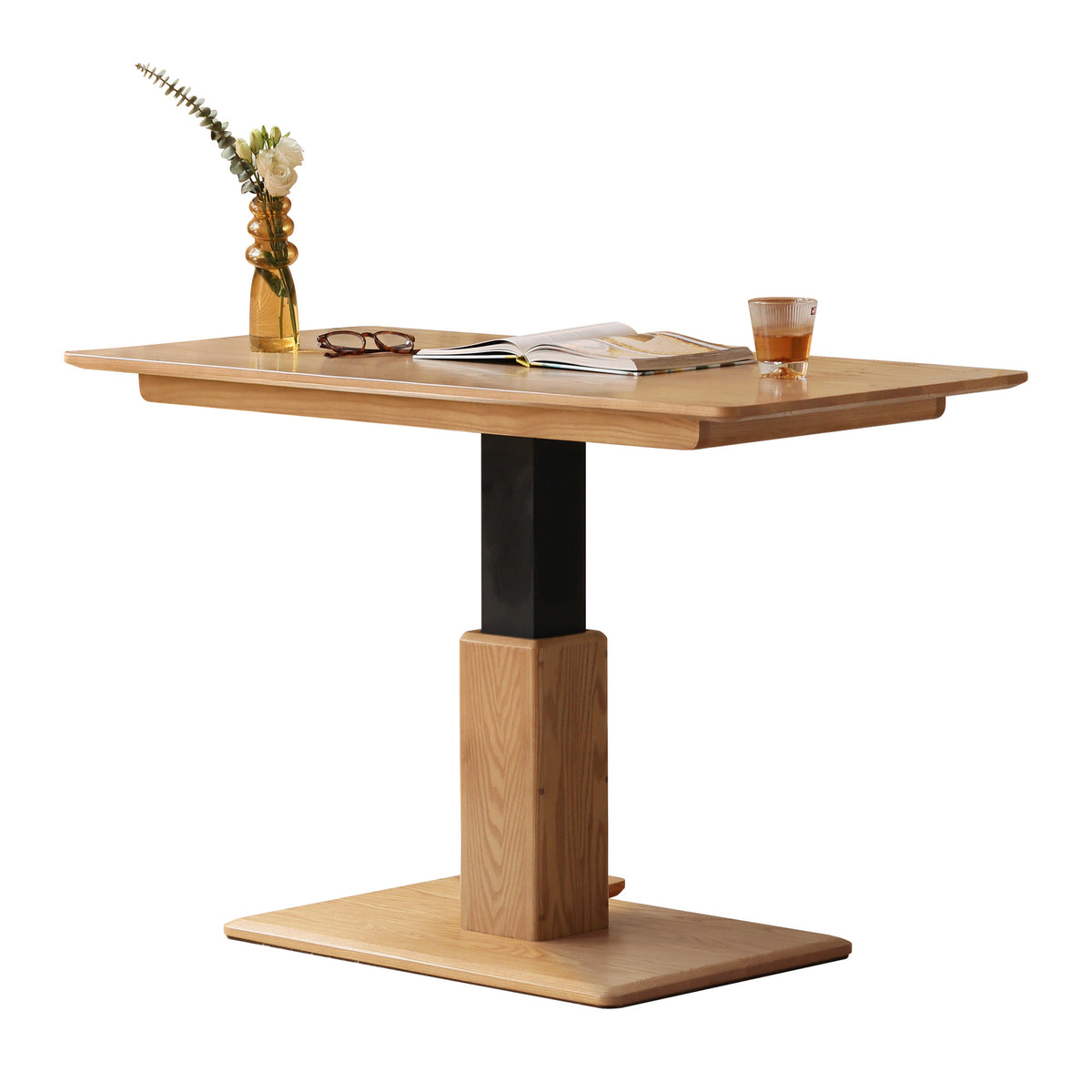Solid Oak Pedal Lift Coffee Table Single Leg