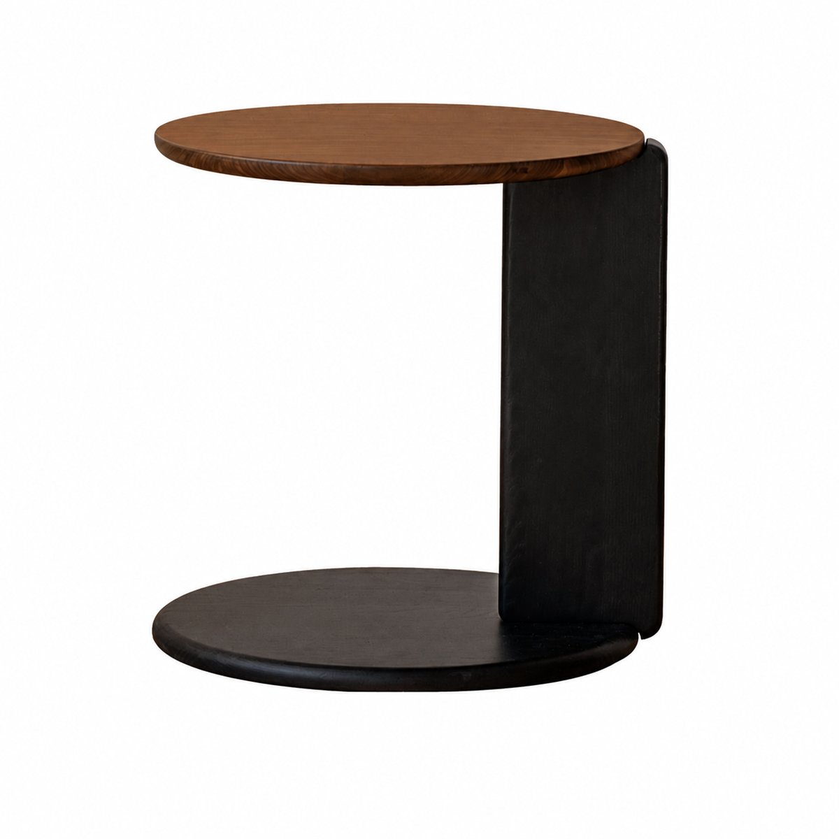 Round Walnut Top Coffee Table with Oak Legs