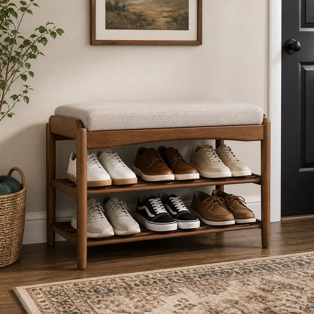Two-Tier Rack — Holds Up to 6 Pairs Neatly