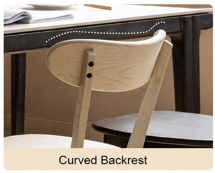 Curved backrest promotes natural, relaxed sitting