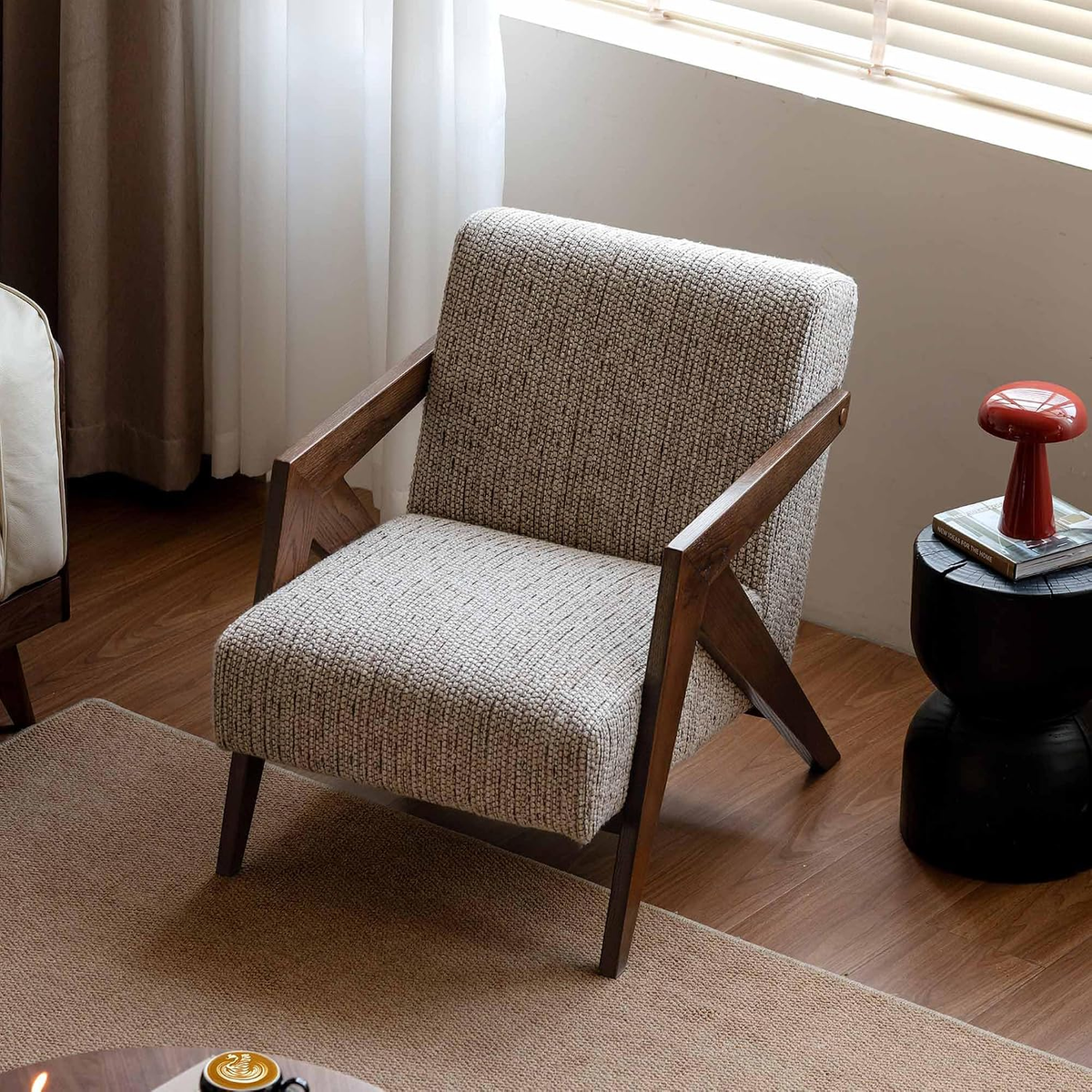 Solid Wood Armchair with High-Resilience Foam Seat