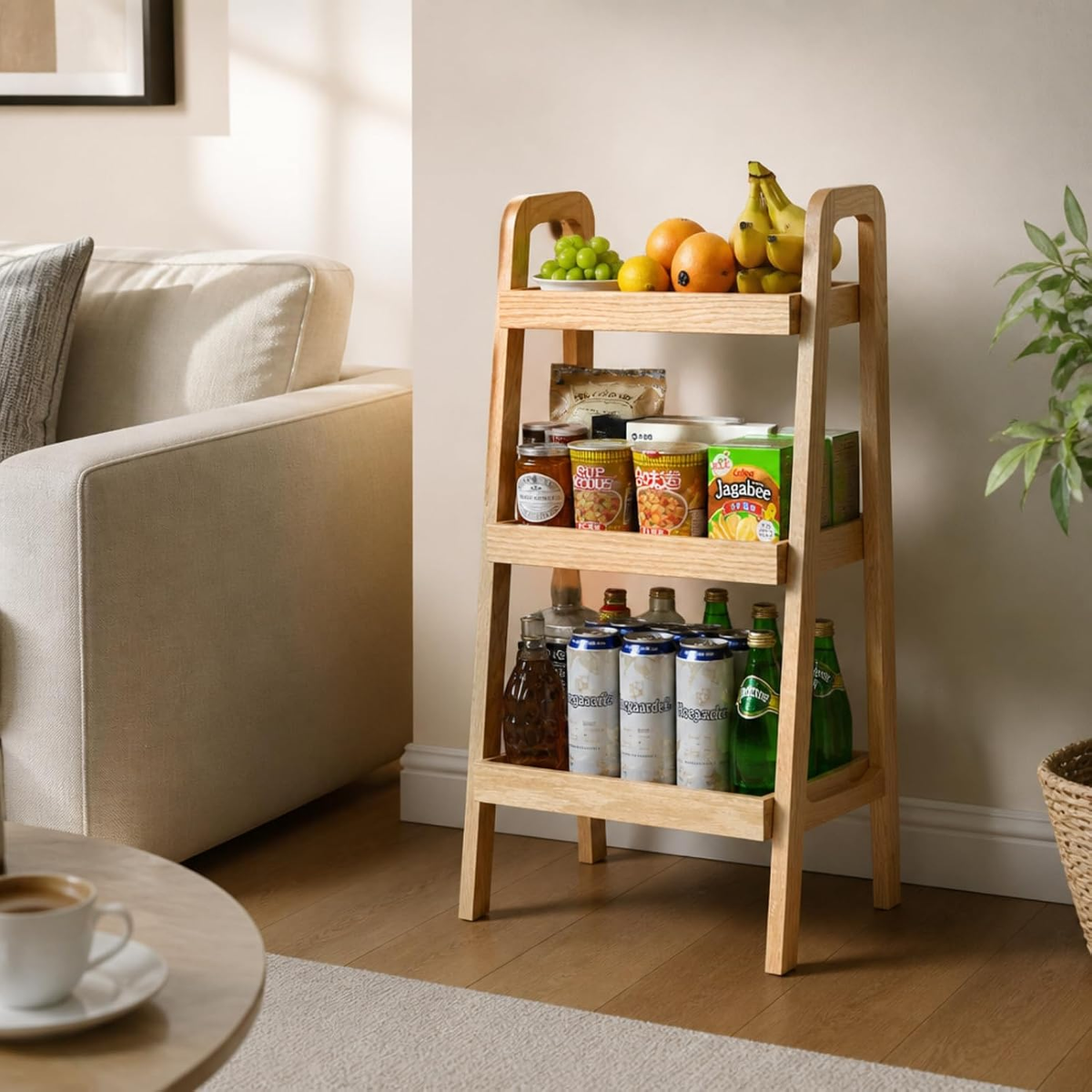Solid Oak 3-5 Tier Ladder Bookshelf Stable Frame