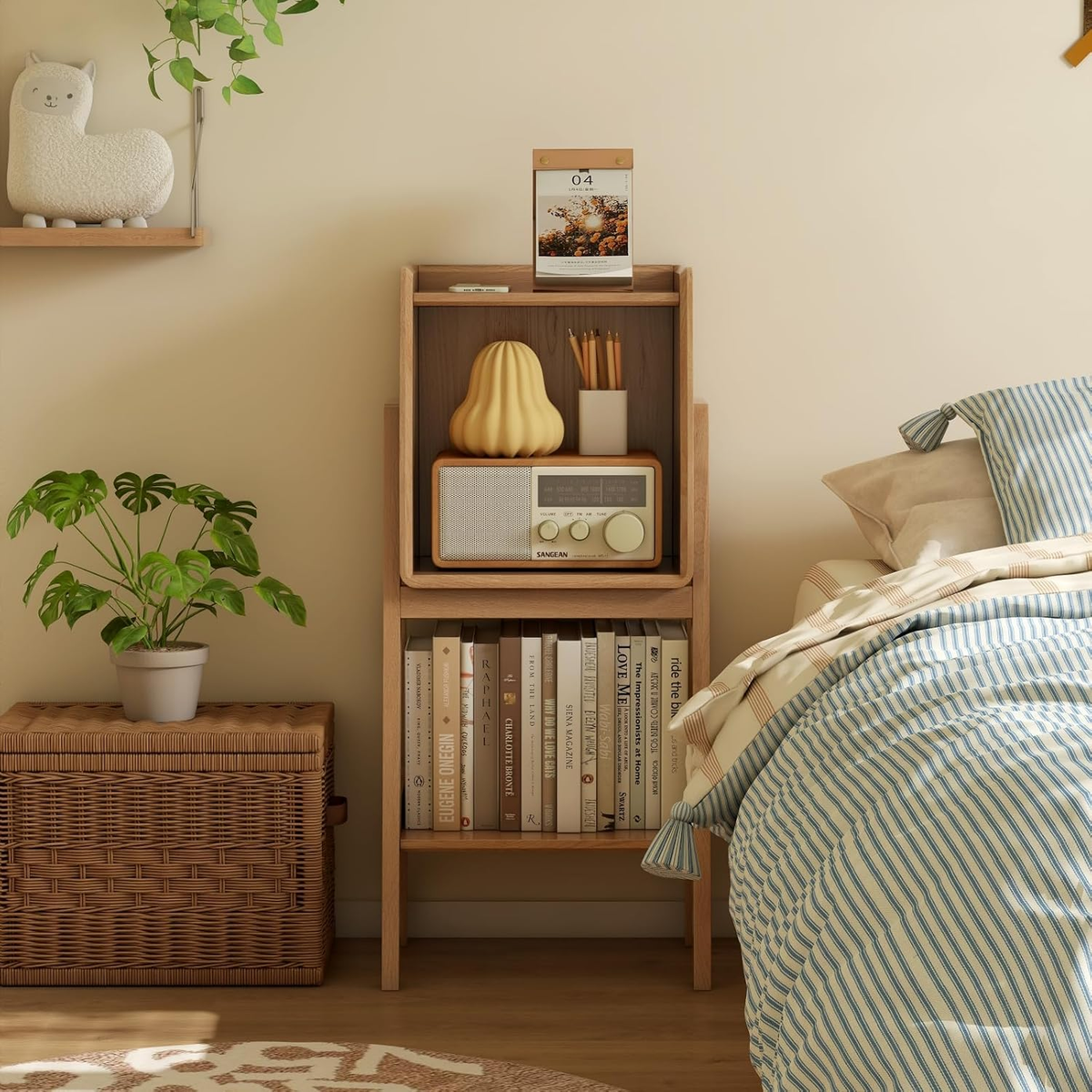 Solid Oak 3-5 Tier Ladder Bookshelf Stable Frame