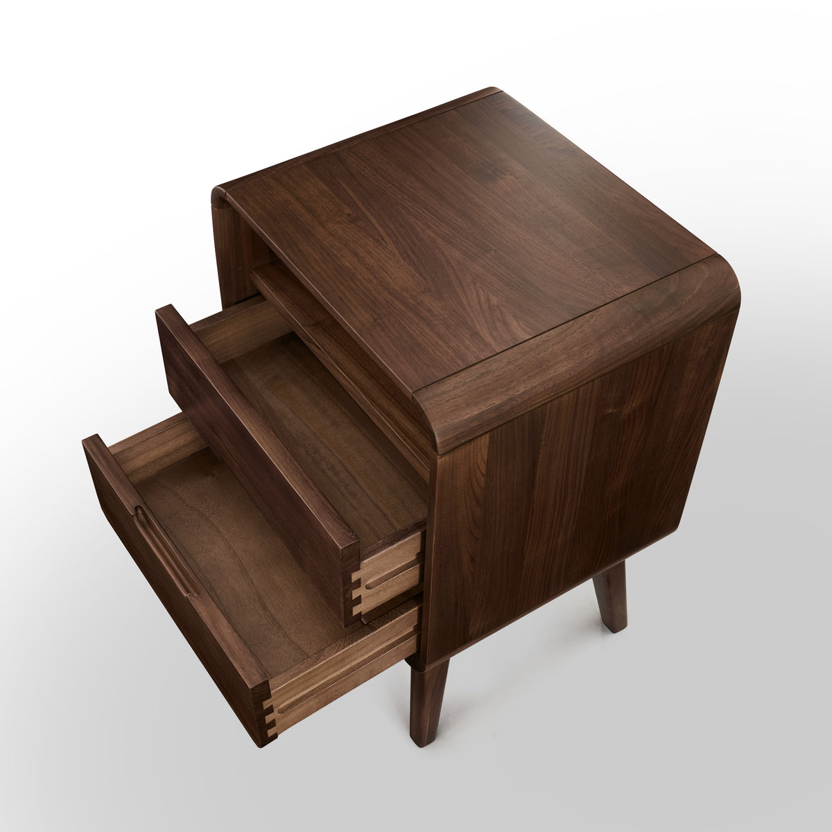 Solid Wood Nightstand with Drawer and Open Storage