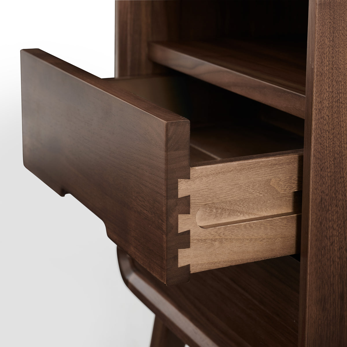 Solid Wood Nightstand with Drawer and Open Storage