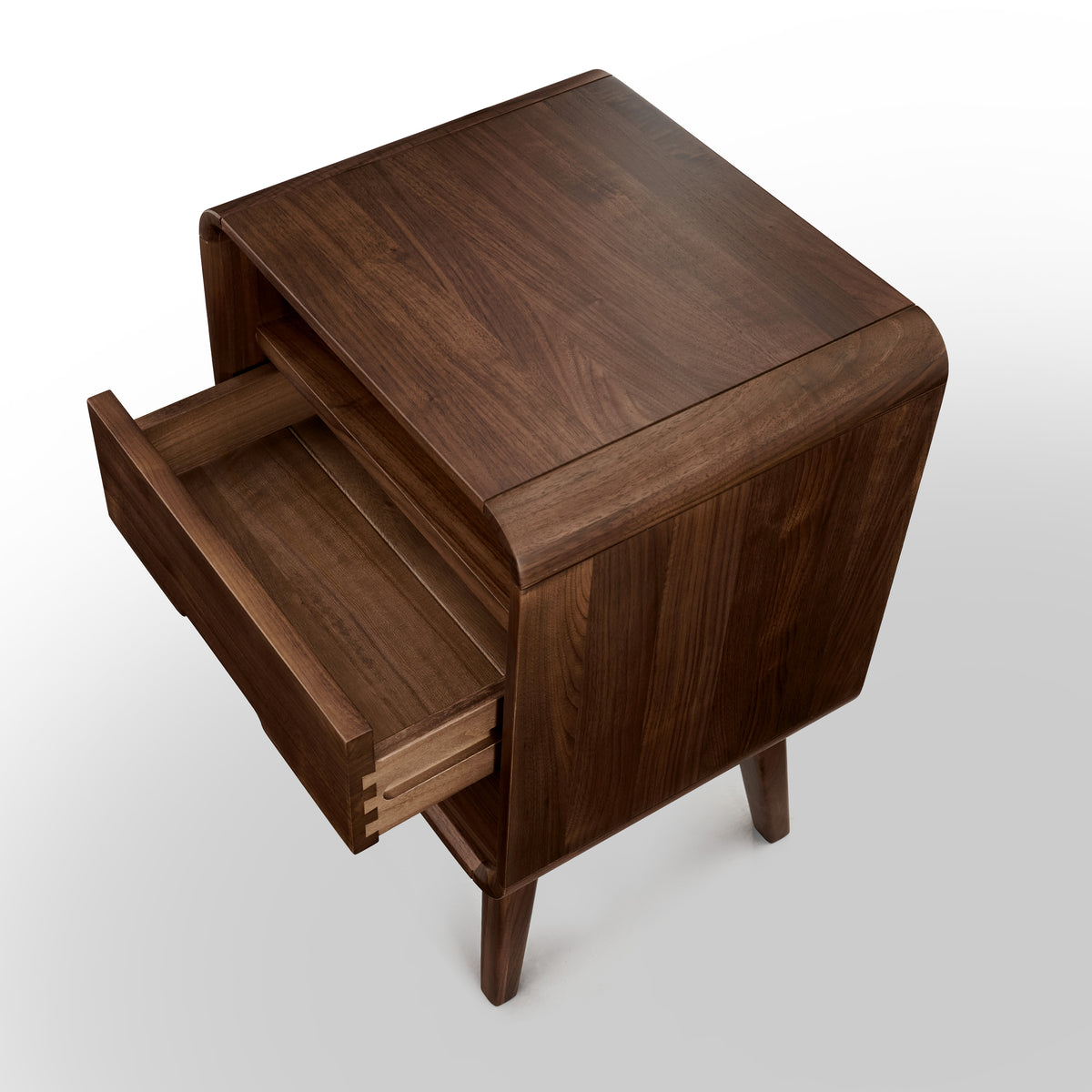 Solid Wood Nightstand with Drawer and Open Storage