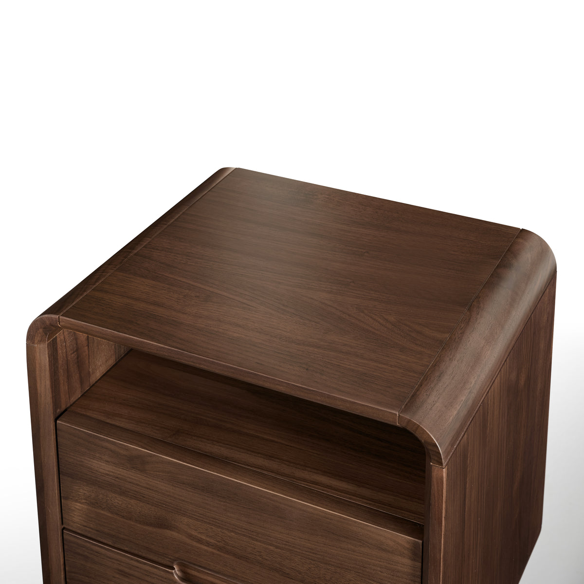 Solid Wood Nightstand with Drawer and Open Storage