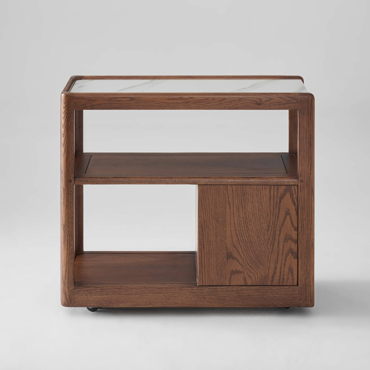 Solid Wood Narrow Side Table with Storage