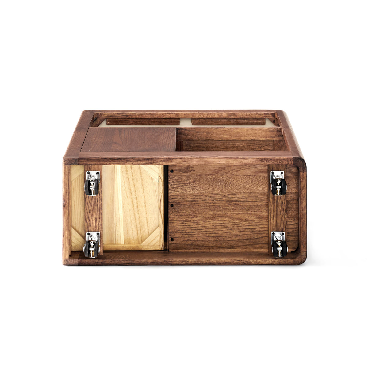 Solid Wood Narrow Side Table with Storage