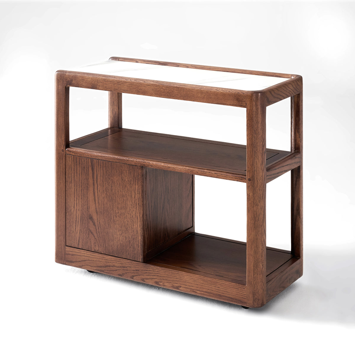 Solid Wood Narrow Side Table with Storage