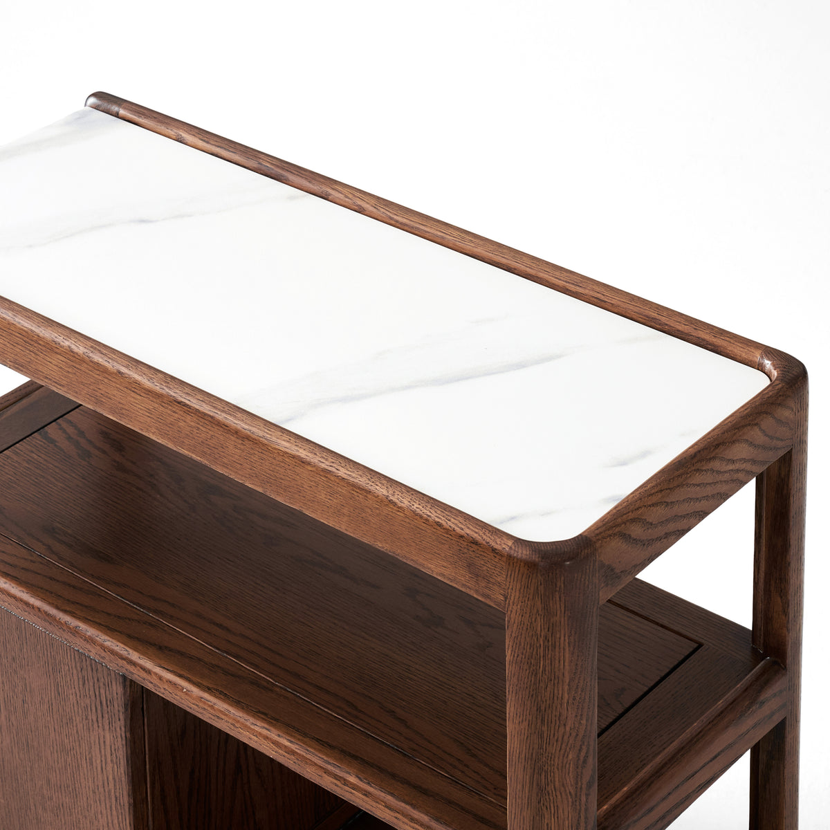 Solid Wood Narrow Side Table with Storage