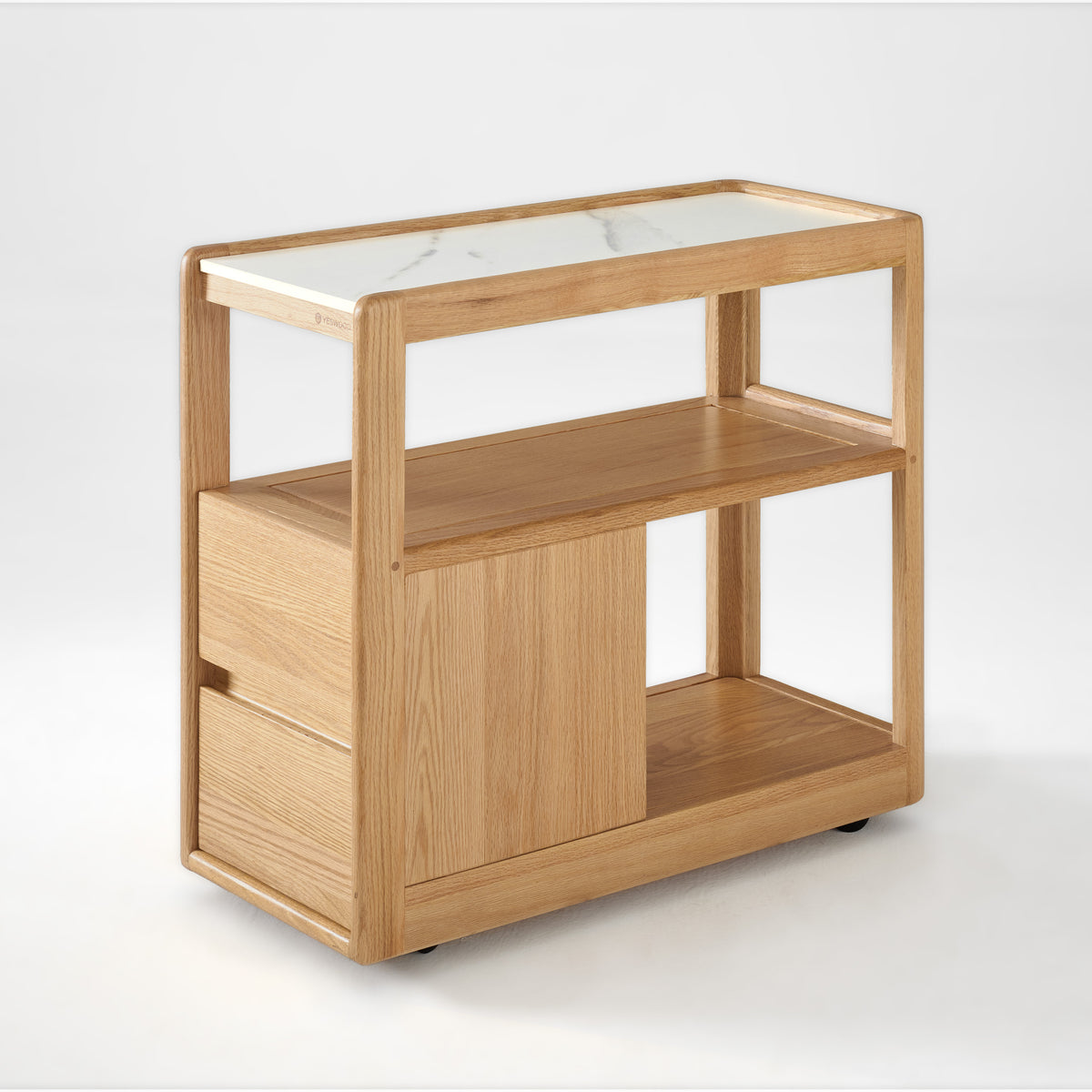 Solid Wood Narrow Side Table with Storage