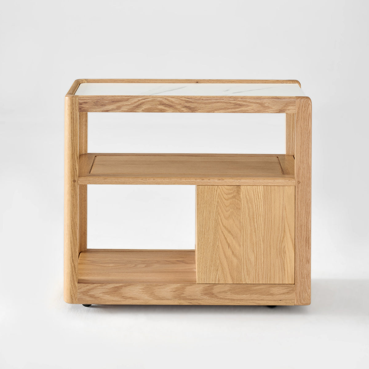 Solid Wood Narrow Side Table with Storage
