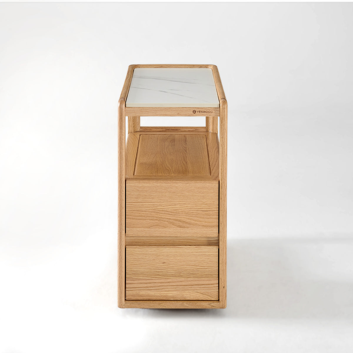 Solid Wood Narrow Side Table with Storage