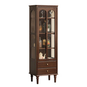 Solid Wood Wine Bar Cabinet with Glass Doors LED