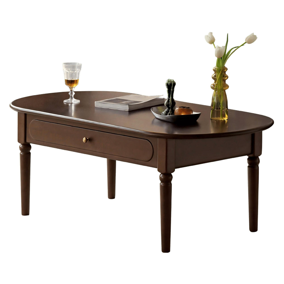 Solid Wood Vintage Coffee Table with Drawers