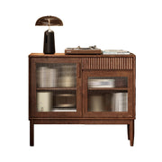 Solid Wood Sideboard with Fluted Glass Doors