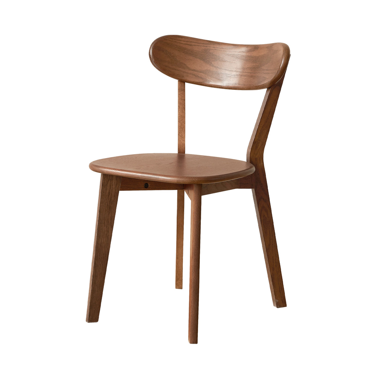 Solid Oak Dining Chair with Curved Backrest