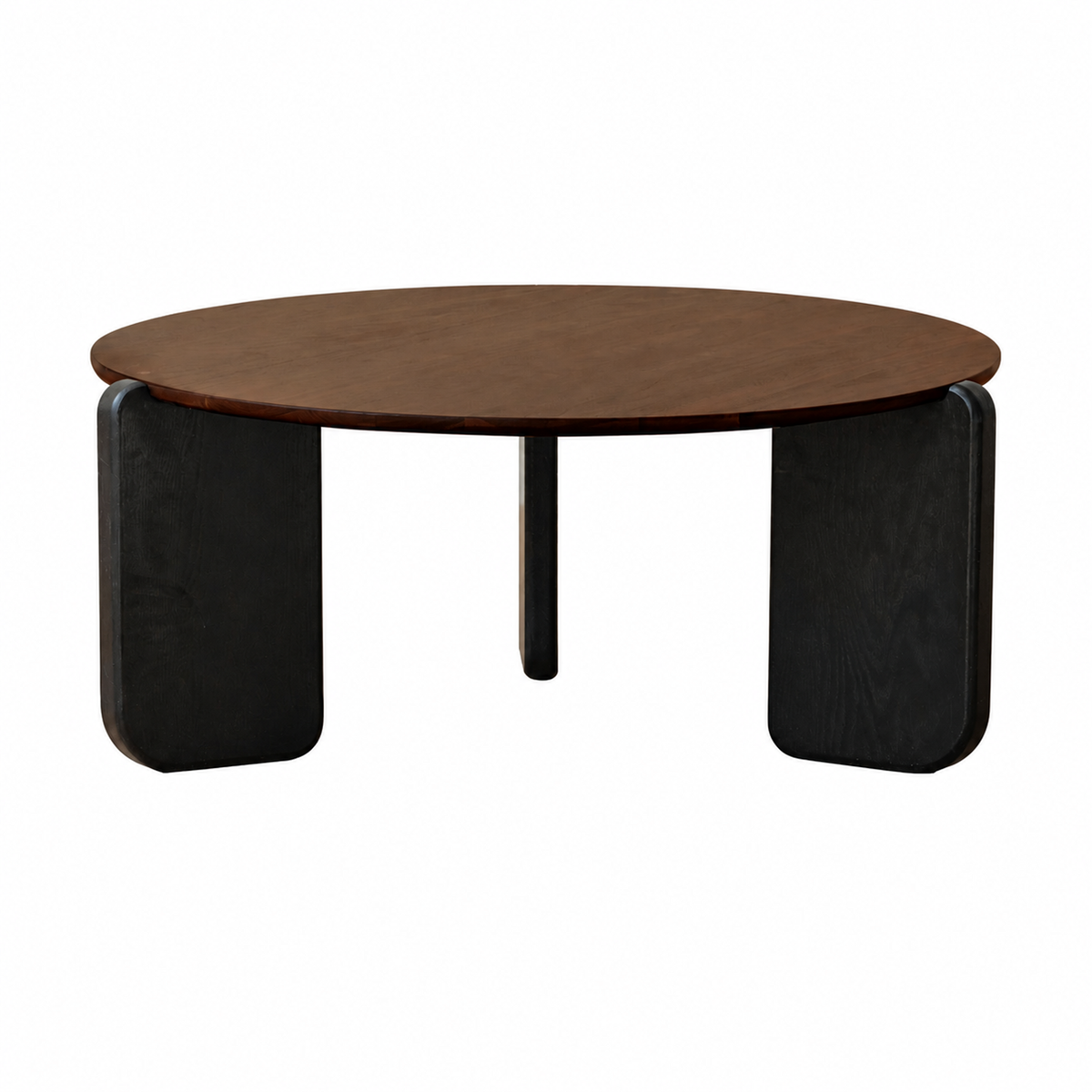 Round Walnut Top Coffee Table with Oak Legs