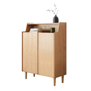 Solid Wood Shoe Cabinet with Doors 4-Tier Adjustable