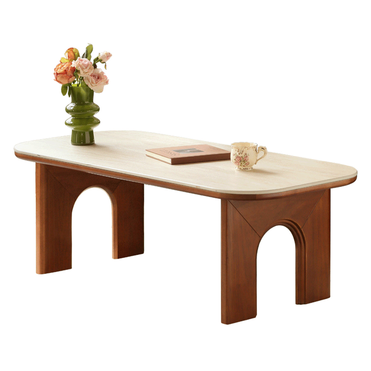 Tulipwood Coffee Table with Travertine Stone Top