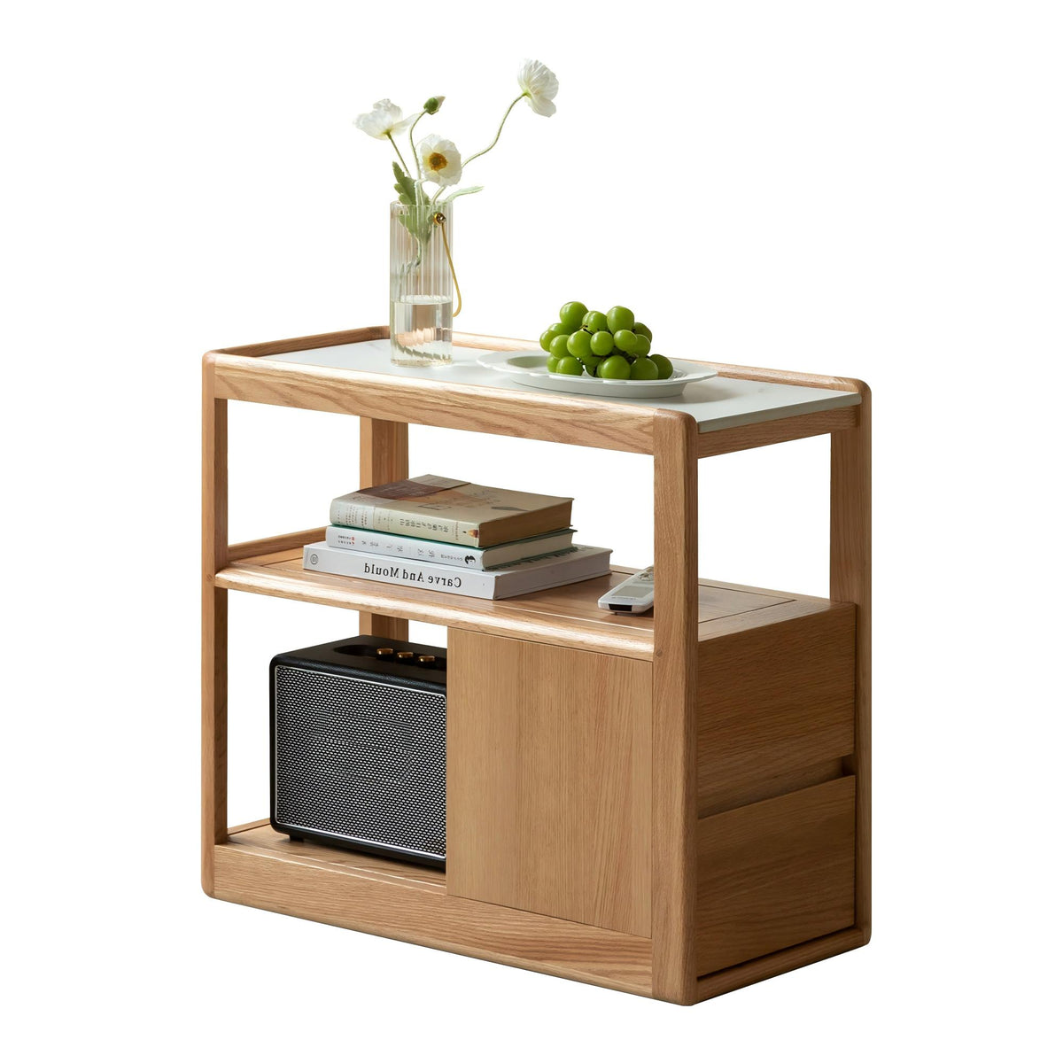 Solid Wood Narrow Side Table with Storage
