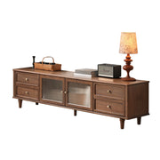 86.6'' Solid Walnut TV Stand Mid Century Modern