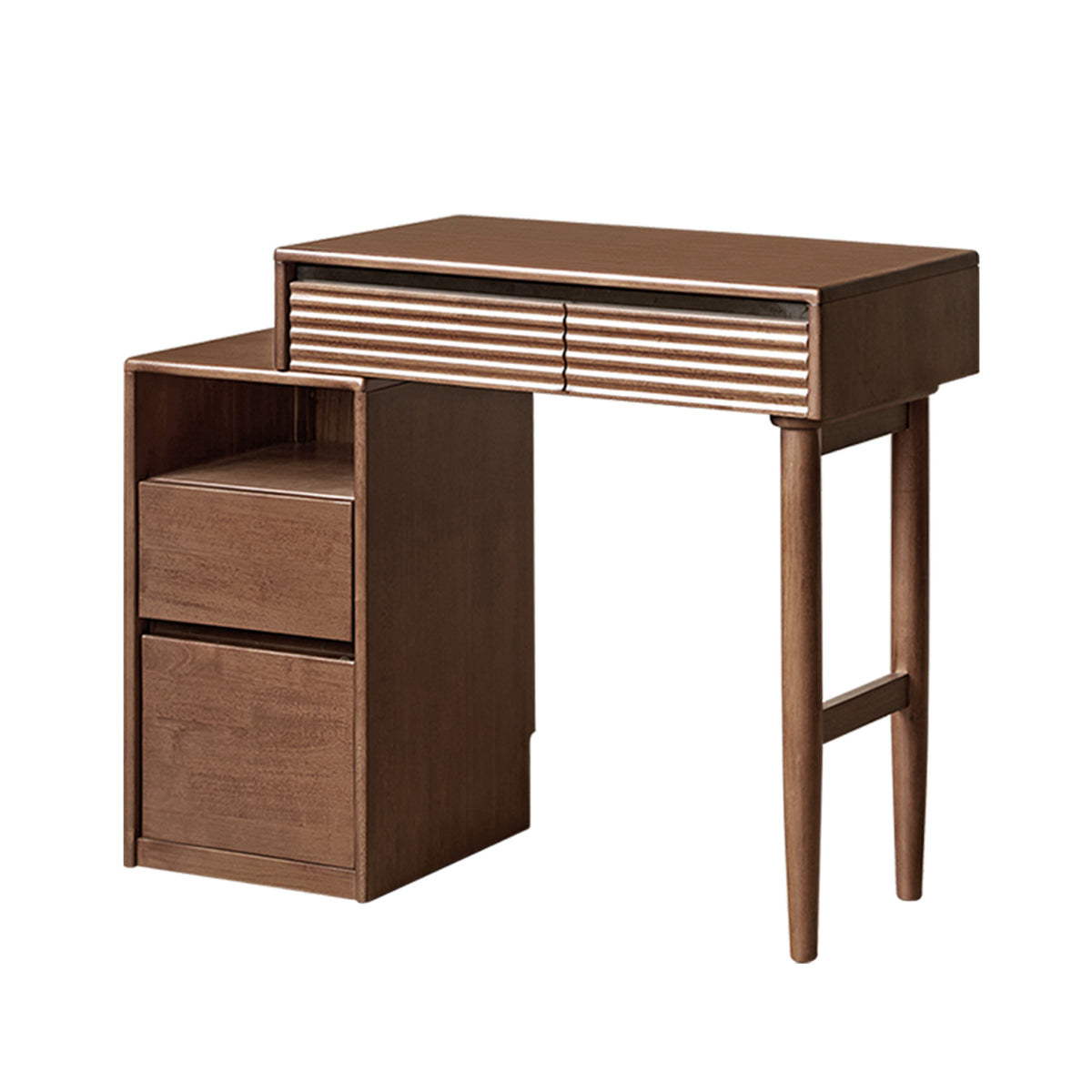 Extendable Rubber Wood Vanity Desk with Dresser