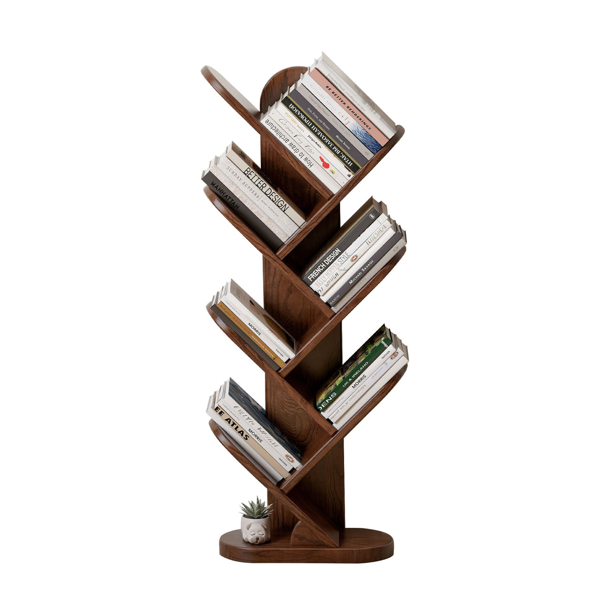 4-Tier Solid Wood Corner Bookshelf 64'' Mid Century