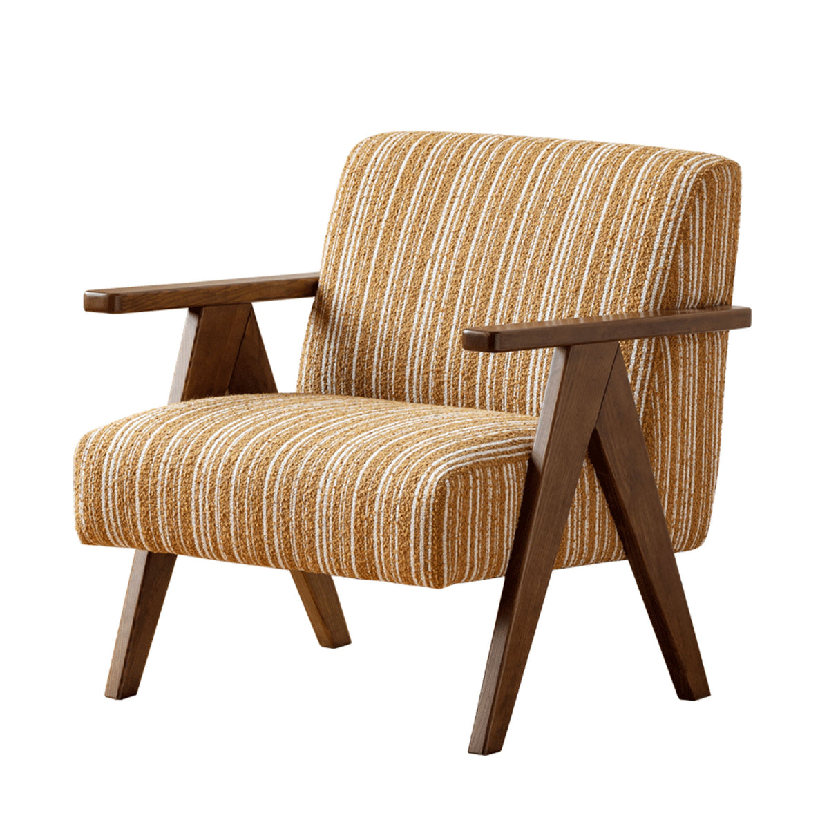 Solid Wood Armchair with High-Resilience Foam Seat