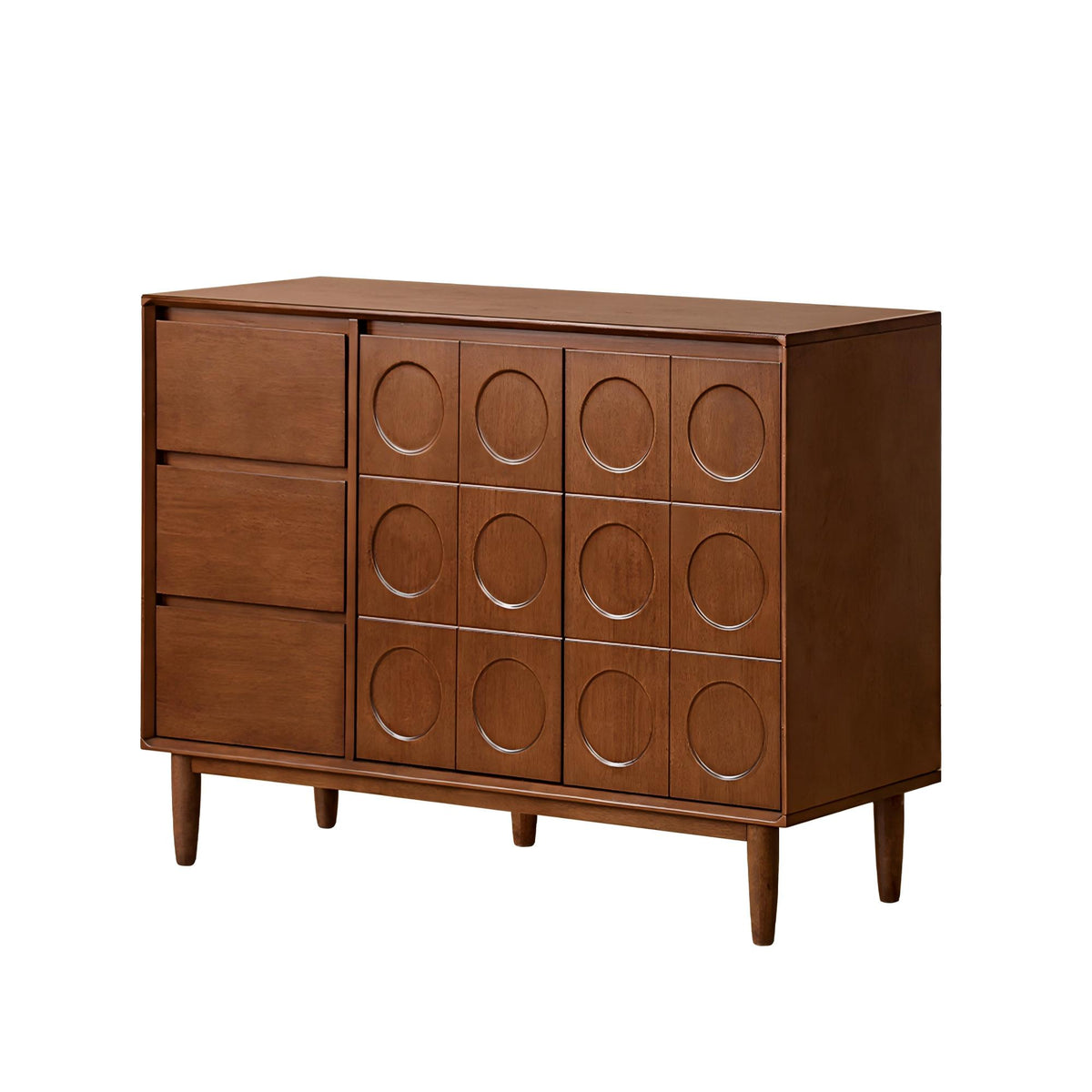 Solid Rubberwood Sideboard with 3 Drawers & Double Doors