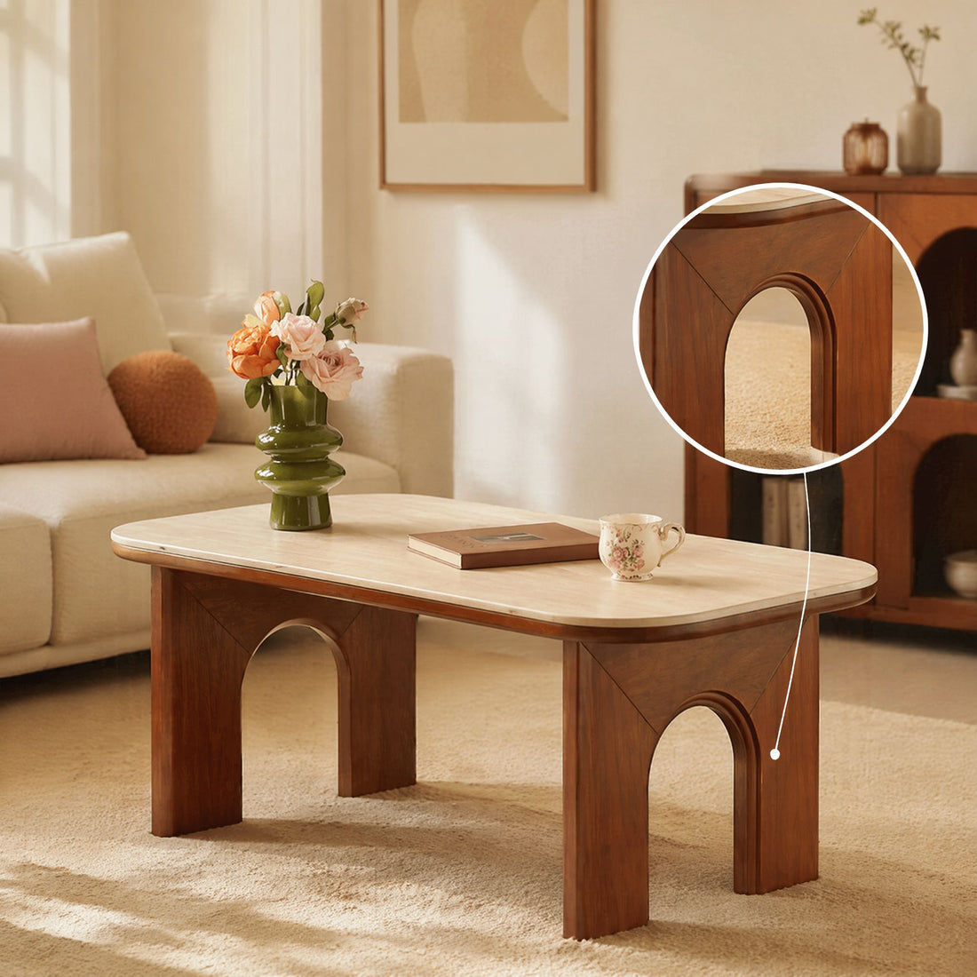 Hand-carved arched legs