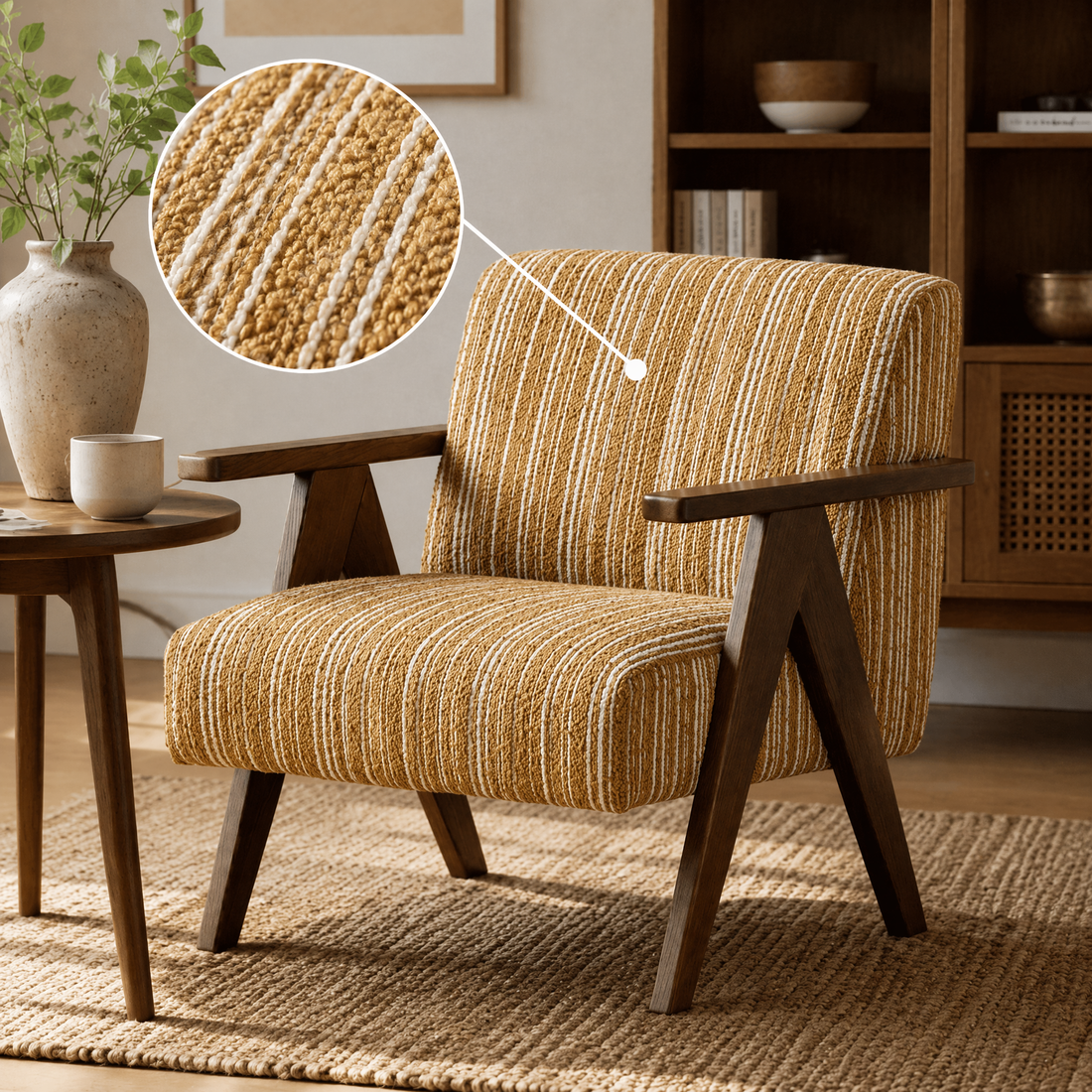 Durable striped fabric hides everyday wear