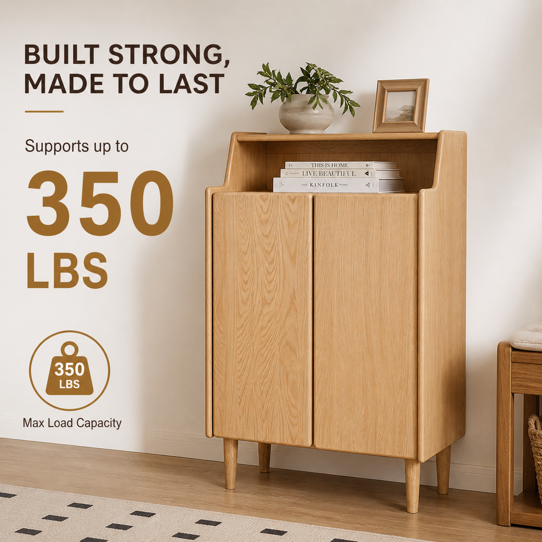 Solid Oak Frame — Rated Up to 350 lbs
