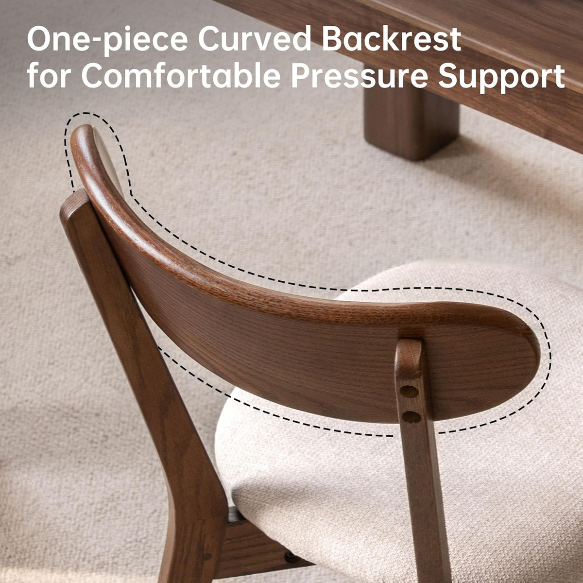 Solid Oak Dining Chair with Fabric Seat