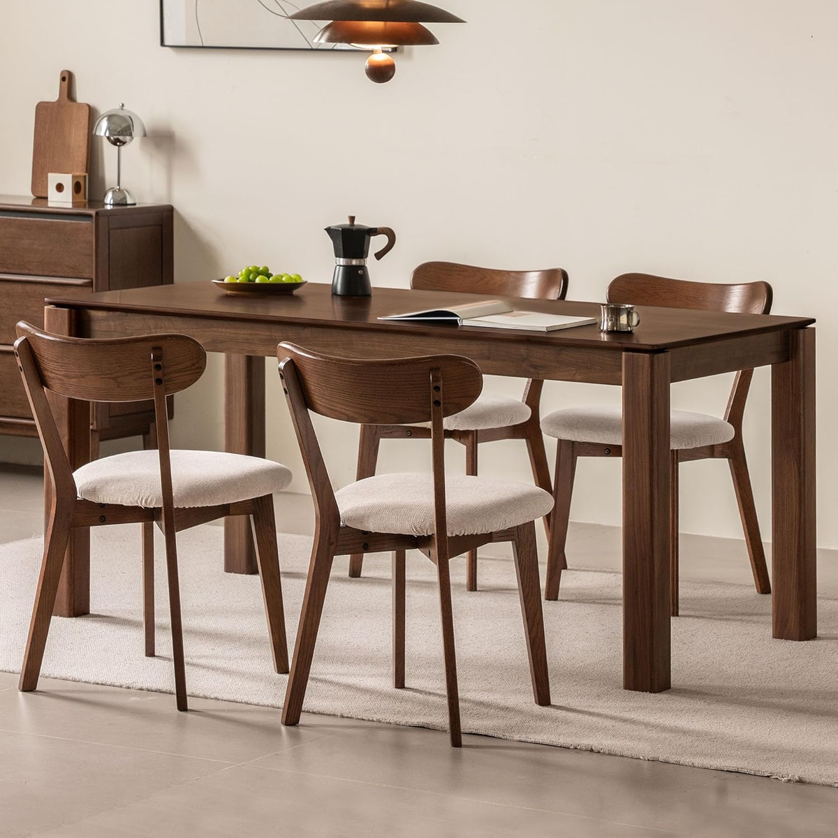 Solid Oak Dining Chair with Fabric Seat