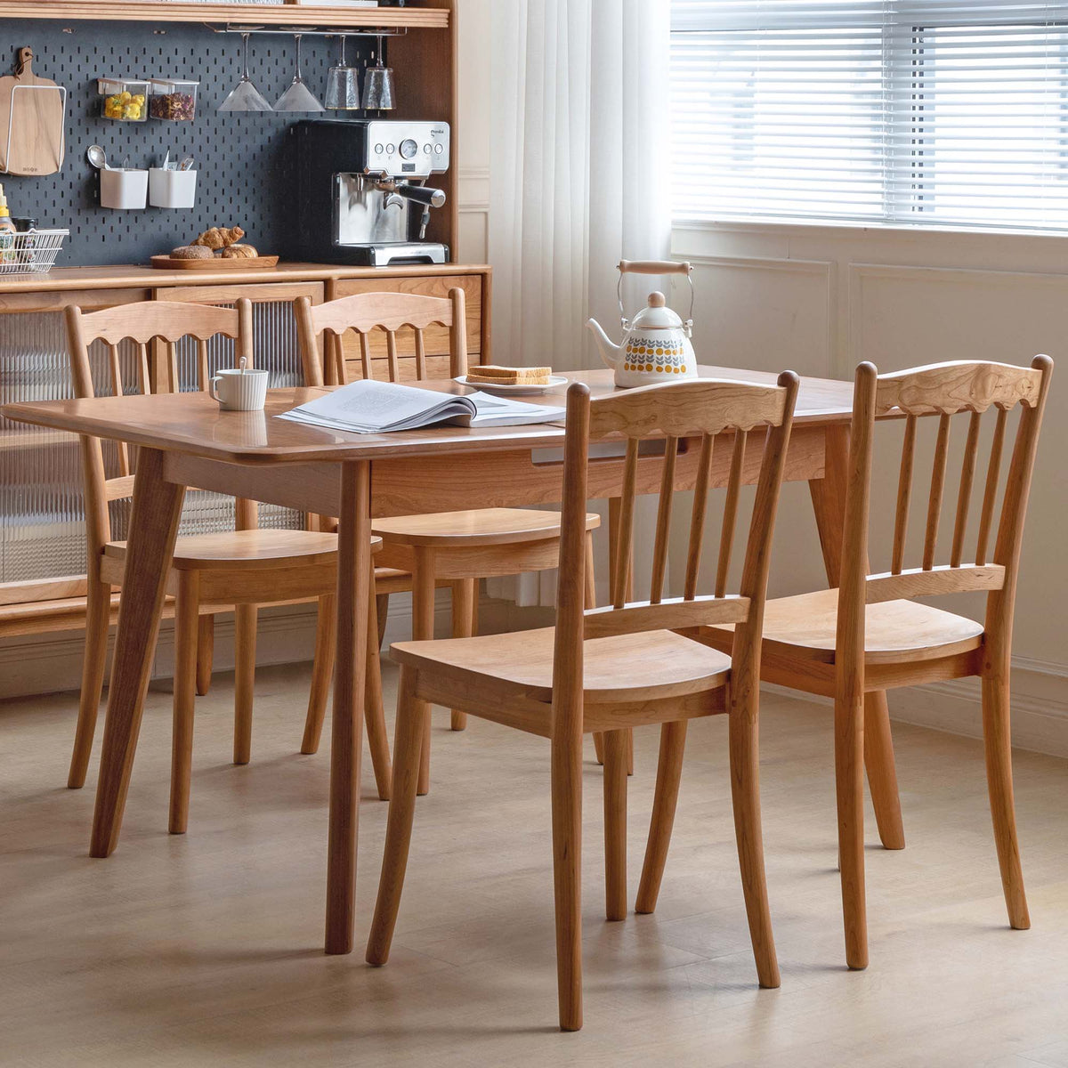 2 Solid Cherry Wood Windsor Dining Chair Spindle Back