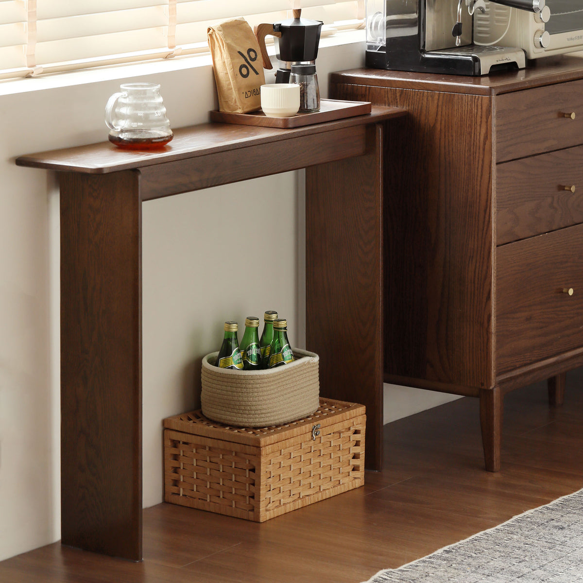 Solid Wood Narrow Entryway Table 39 Inch