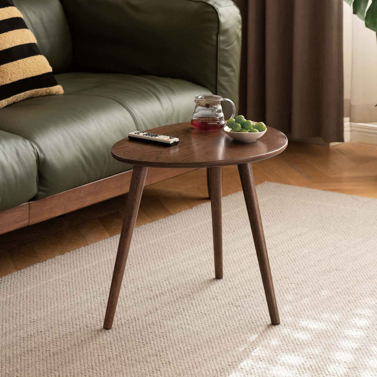Small Oval Solid Oak Coffee Table Mid Century