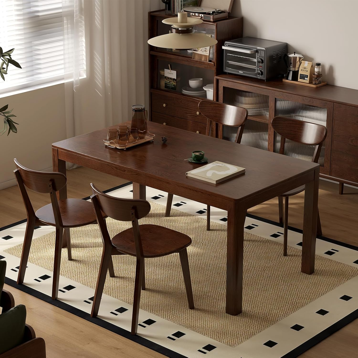 Solid Oak Dining Chair with Curved Backrest