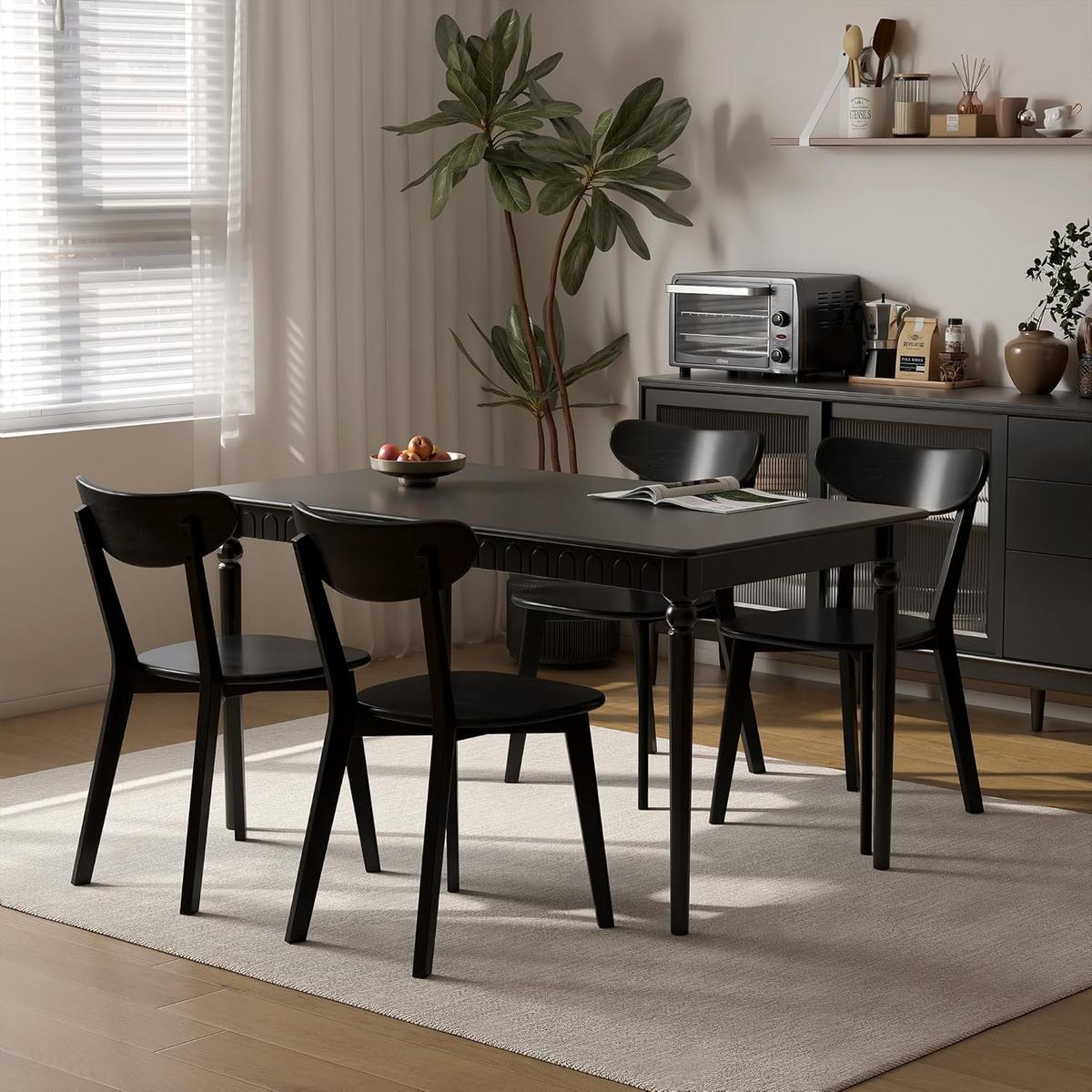 Solid Oak Dining Chair with Curved Backrest