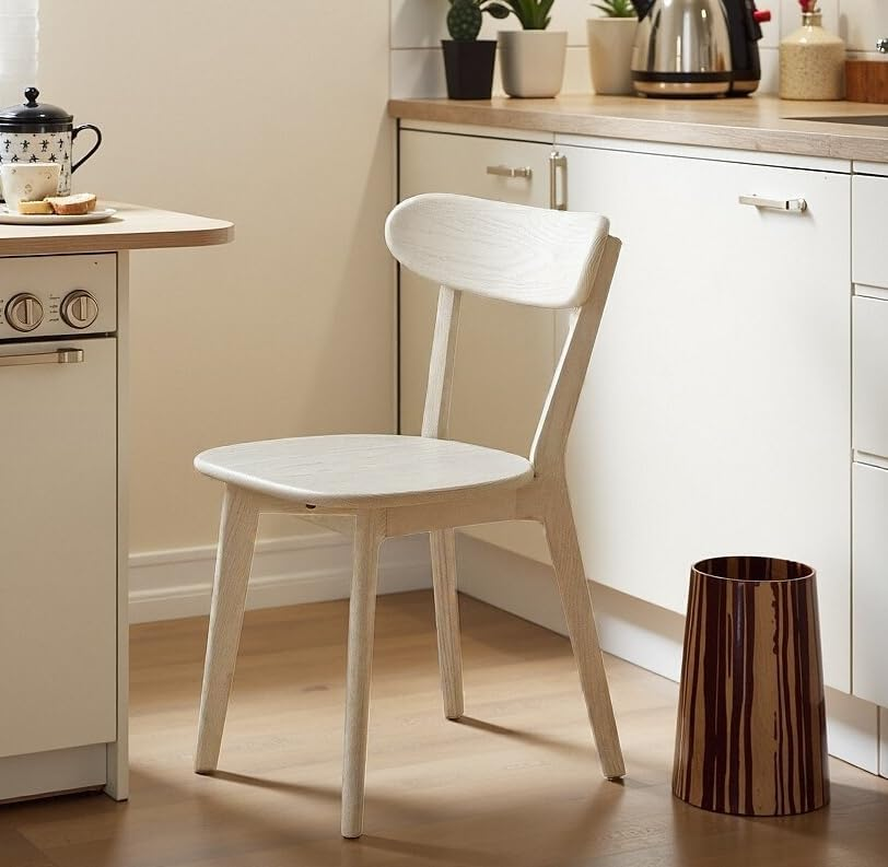 Solid Oak Dining Chair with Curved Backrest
