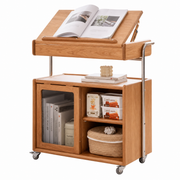 Solid Wood Flip Top Side Table with Wheels